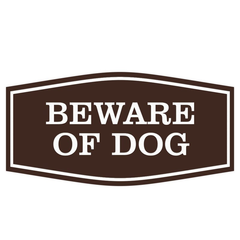 All Quality Fancy Beware of Dog Wall or Door Sign | Durable Material | Home Security Signs | Easy to Install (Dark Brown) - Small 1 Pack - Image 1